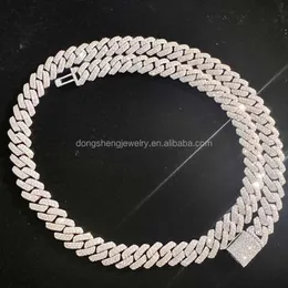 Pass Diamond Tester Gra Moissanite Jewelry Diamond 10mm Wide 925 Sterling Silver Cuban Link Chain for Rapper Hip Hop Necklace