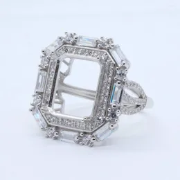 Rings Cluster Colifelove Luxury 10mm 12mm Gemstone 925 Silver Ring Lite Argensives Semi Semi Mount Base لصنع المجوهرات