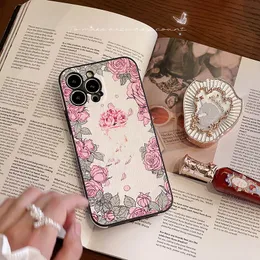 iPhone 14 Pro Max Designer Flower Phone Case for Apple 13 12 11 Luxury PU Leather-Included Fashion Full-Body Floral Print Mobile Back Cover Coque Fundas 11