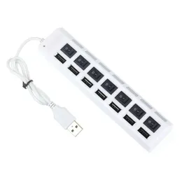 USB 허브 7 포트 허브 LED 고속 480 Mbps 어댑터 PC 노트북 컴퓨터 드롭 배달 컴퓨터 네트워크 OTPEV 용 전원 켜기 스위치