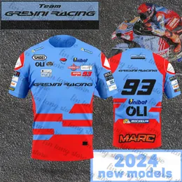 2024 Gresini Racing 93rd Marquez Fan Breattable Short Sleeve New Motorcykel Race Blue Summer Mens Short Sleeve 240215