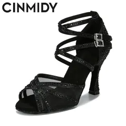 CINMIDY Dance Shoes For Women Mesh Latin Dance Shoes Female Salsa Shoes Satin Wedding Shoes Soft Bottom Womens Sandals 240119