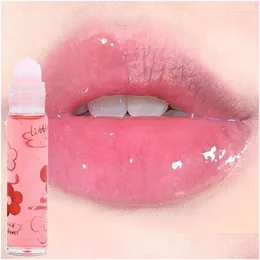 Lip Gloss Jelly Flower Oil Moisturizing Transparent Anti Cracked Roll-On Hydrating Crystal Clear Lips Care Makeup Cosmetics Drop Deliv Otsuc