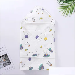 Filtar Swaddling Winter Autumn Cotton Spädbarn Baby Slee Kuvert för Born Bedding Wrap SleepSack Tecknad filt Ddling Drop Deli OTV0R