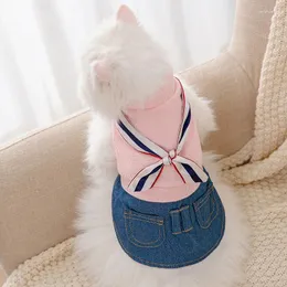 Trajes de gato outono e inverno roupas cachecol meia denim princesa estilo pequeno cão teddy roupas para animais de estimação suéteres moletom cães 2024 quente