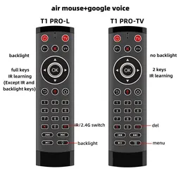 PC Remote Controls New T1 Pro Voice Control 2.4 GHz Trådlös luftmus T1Pro Gyro för Android TV -låda Drop Delivery Computers Networking Oten3