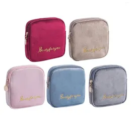 Storage Bags Reusable Sanitary Napkin Pads Bag With Zipper Accessory Easy To Use Flocking Pouch Period For Ladies