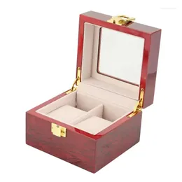 Torebki biżuterii torby do przechowywania drewna pudełka zegarkowe 2 gniazda zegarków wyświetlacza pudełko obudowa Organizator Promocja Promocja Dostawa Pakowanie OTQXR