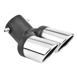 Car Universal 63mm Stainless Steel Dual Outlet Exhaust Pipe Muffler Tail Throat Tip Grilled Black