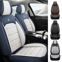 Bilsäte täcker kompatibla pu läder främre krockkudde fyra säsong universal passar de flesta SUV -tillbehör full set Seatcover