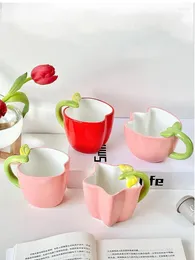 Coffee Pots 280ml Ceramic Fruit Flower Shape Mug Cute Home Cup Breakfast Oatmeal Drinkware Gifts