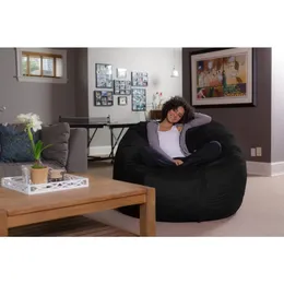 Sofa Sack Bean Bag Stolminnesskum Lounger med Microsuede Cover Kids Adults 5 ft Black 240118