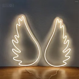 Night Lights LED Neon Signs Angel Wing Shape For Party Bar Business Home Gaming Room Logo Wall Decoration Birthday Gifts Decor Light