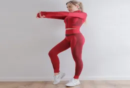 Autunm Winter Fashion Designer Women Cotton Yoga Suit Gym OWART OWARY SPORTUNTA SPORTY DWU KOKCE SET 2PCS LEGGAJSKI STORNIKI PŁATNIKA1774306