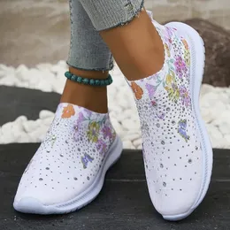 Kvinnor Soft Printed Flats Autumn Breattable Sticked Platform Sneakers Woman Chinese Style Flowers Casual Shoes Plus Size 43 240202