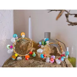 Ohrringe Bunte Kristall Günstige Imitation Perle Creolen Edelstahl Handgefertigte Stilvolle Schmuck Femme Party Geschenk 230831