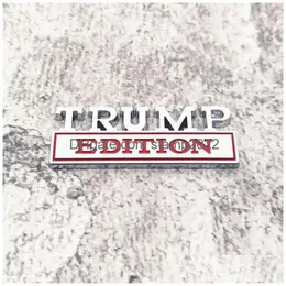 Bomboniera Trump Car Metal Sticker Decorazione US Sostenitore delle elezioni presidenziali Body Leaf Board Banner 7.3X3Cm Drop Delivery Home Dhftv