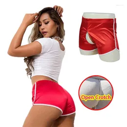 Pantaloncini da donna Donna con apertura sul cavallo Pantaloni con cerniera senza cuciture Fly Sexy Outdoor Skinny Crotchless Seat Club Fashion Summer Beach Girl Mutandine