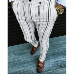 Pantaloni da uomo a righe casual 2024 Spring Line Business Slim Fit con pantaloni maschili tascabili