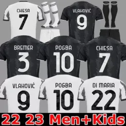 مشجعو لاعب النسخة كرة القدم Jersey 2023 Home Di Maria Vlahovic Kean Pogba Chiesa McKennie Locatelli Top Jerseys 23 23 Juve Kits Men Kids Mustom