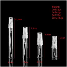 Packing Bottles Wholesale 5Pcs/Pack 2Ml L 5Ml 10Ml Clear Mini Per Glass Bottle Empty Cosmetics Sample Test Tube Thin Vials Amber Dro Dh4Lv