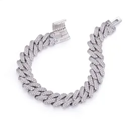 Jewelry S925 Sterling Silver Chain for Men 14mm Wide High Quality Silver 925 Jewelry Cuban Moissanite Men's Bracelet