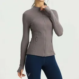 Justera Lu Lu Definiera Yoga Women Sports Jacket långärmad fitnessrock Övning utomhus atletiska jackor solid zip upp sportkläder snabb torr körning 63 s slitage