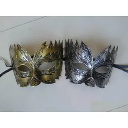 Maski imprezowe męskie maskarady mask klasyczny retro grecki rzymski żołnierz gladiator gladiator imprezy ball mardi gras facial eye złoto i upuść zależność dh3mj