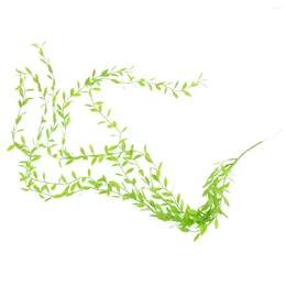 Decorative Flowers 5 Pcs Artificial Weeping Willow Plants Wall Vine Hanging Simulated Fake Glue Leaves