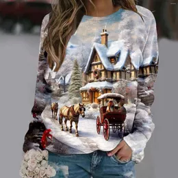 Kadın Hoodies Uzun Kollu Kazak Navidad Gömlek Yuvarlak Boyun Noel Basılı Sweatshirt Sıradan koşu vintage kıyafetleri