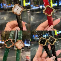 Fashion Brand Wrist Watches Women Girl Flowers watches Shell Classic Jewelry Crystal Style Leather Belt Strap Clock for Women girlfriend gifts 34mm size