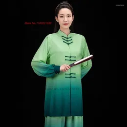 Ethnische Kleidung 2024 Chinesische Kampfkunstuniform Kungfu-Anzug Morgenübung Traditionelle Farbverlaufsfarbe Tai Chi Outdoor-Walking-Sport