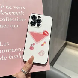 Custodia per telefono da donna di design per iPhone 14 Pro Max per Apple 13 12 11 Paraurti in pelle PU di lusso incluso Stampa cosmetica per tutto il corpo Cover posteriore con rossetto Coque Fundas per donna 22