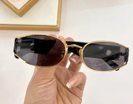 Oval Sunglasses Gold Metal Frame/Dark Grey Lenses Women Men Fashion Summer Sunnies Sonnenbrille UV Protection Eyewear with box