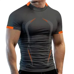 اللياقة البدنية الصالة الرياضية T Shirt Men Quick Dry Running القميص ضغط الرياضة القميص الذكور الرياضة الرياضة الرياضة قصيرة الأكمام تي شيرت الصيف الرجال 240117
