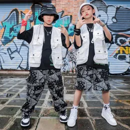 Bühnenkleidung Kinder Hip Hop Tanzkostüme Lose Weste Hiphop Shorts Tänzer Outfits Jazz Performance Festival Kleidung DN9398