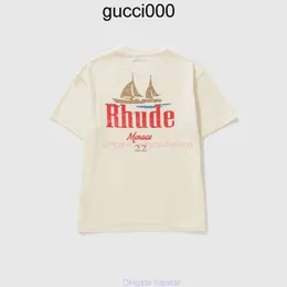 Дизайнерская модная одежда Футболки Rhude Парусная футболка с коротким рукавом Мужская футболка Hbx из хлопка Уличная одежда Топы Повседневная спортивная одежда Рок Хип-хоп на продажу