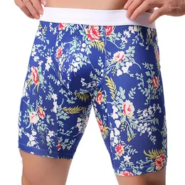 Cuecas dos homens longos boxers roupa interior respirável fibra de leite pernas masculino boxershorts sexy u convexo pênis bolsa deslizamento homem calcinha cuecas