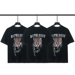 قمصان الرجال prepresnet-Shirt Tiger Print High Street غسلت قميصًا قديمًا قصيرًا للرجال والنساء الأزواج S8U8