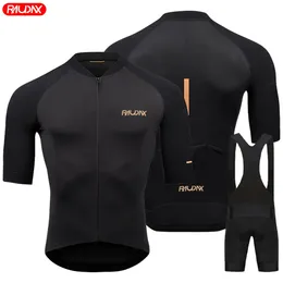 Raudax 2024 Yaz Gençlik Kısa Kol Bisiklet Jersey Set Nefes Alabilir MTB Bisiklet Giysileri Maillot Ropa Ciclismo Tekdüzen Kit 240131