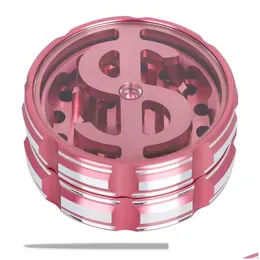 Herb Grinder Transparente Er Dólar Padrão Liga de Alumínio Acessórios de Cigarro 4 Cores Drop Delivery Home Garden Household Sundrie Dhric