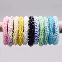 Charme pulseiras acessório de cabelo contas de vidro pulseira e gravata corda elástica simples scrunchies cocar para mulheres