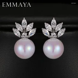Stud Earrings Emmaya Fashion Style 3 Color Cute Geometric Statement For Women Crystal Beads Pearl Jewelry Accessories