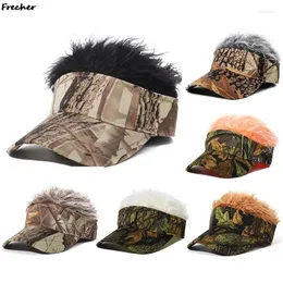 Bola bonés 2024 unisex falso cabelo toupee chapéu de sol viseiras homens mulheres golfe festa clube cowboy gorros espetados cabelos moda peruca