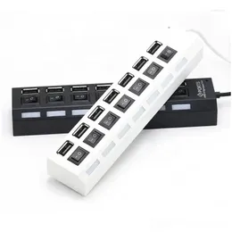 USB-Hubs Hub 7 Port Mti Splitter Netzteil Mtiple Expander mit Ein-Aus-Schalter für PC Laptop Buchzubehör Drop Lieferung Compute Otkd0