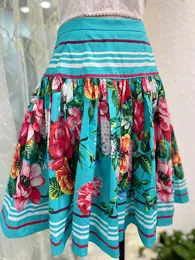 Sweet Women 100% Cotton Skirt Summer Beach Holiday Empire Half Dress Sicilian Printing Younger