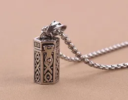 Titanium Vintage Ash Box Pendant Biżuter Pet Urn Kremacja Pamięć pamiątka otwiera się w uchwycie Ashes Capsule łańcuch Naszyjnik 6311619