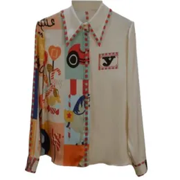 Wiosenna i jesień nadrukowana szyfonowa koszulka z długim rękawem Kobieta S M L XL 2xl