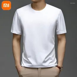 스마트 홈 컨트롤 EST Xiaomi Ice Silk 티셔츠 남성 여름 피부 친화적 인 통기성 통기성 캐주얼 라운드 목 단색 짧은 슬리브