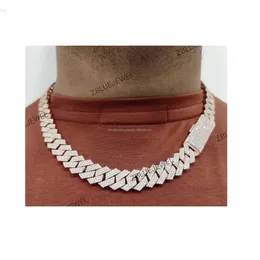 13mm 20 Inches New Designed Hip Hop Iced Out Cuban Chain Necklace Vvs Clarity Moissanite Diamond Men's Cuban at Factory Price
